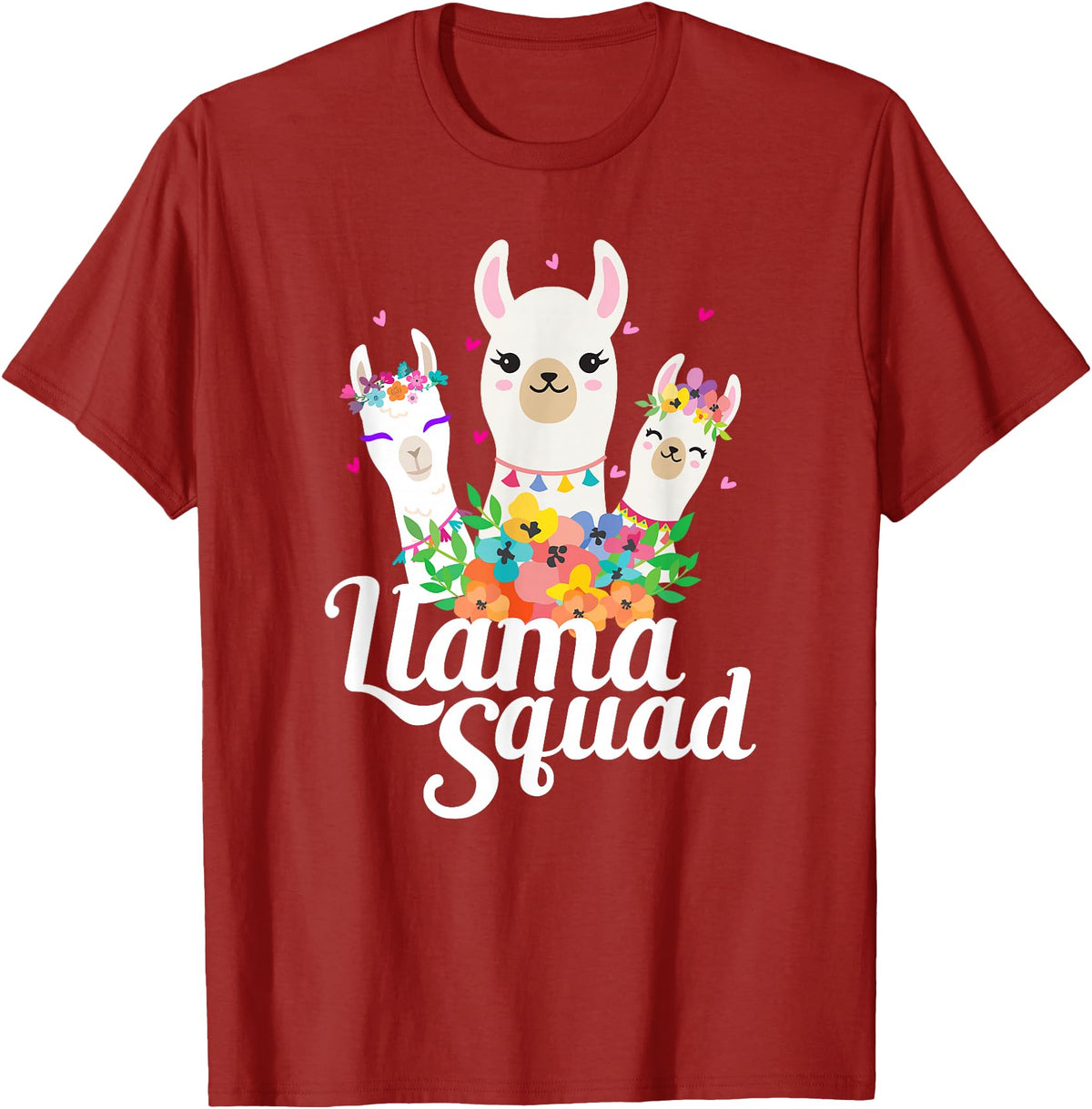 Llamas and Alpaca Gifts Llama Squad Funny Cute Llama Matching T-Shirt - Cranberry Red