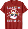 LLama Squad Shirts and Gifts Llama Birthday Girl Party Outfit Amazing Pun Fun Rainbow T-Shirt - Cranberry Red