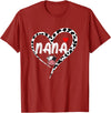 Black White Family Cow Farm Nana Cow Print Cow Heart Pattern Farmer Cows Mother's Day T-Shirt - Cranberry Red