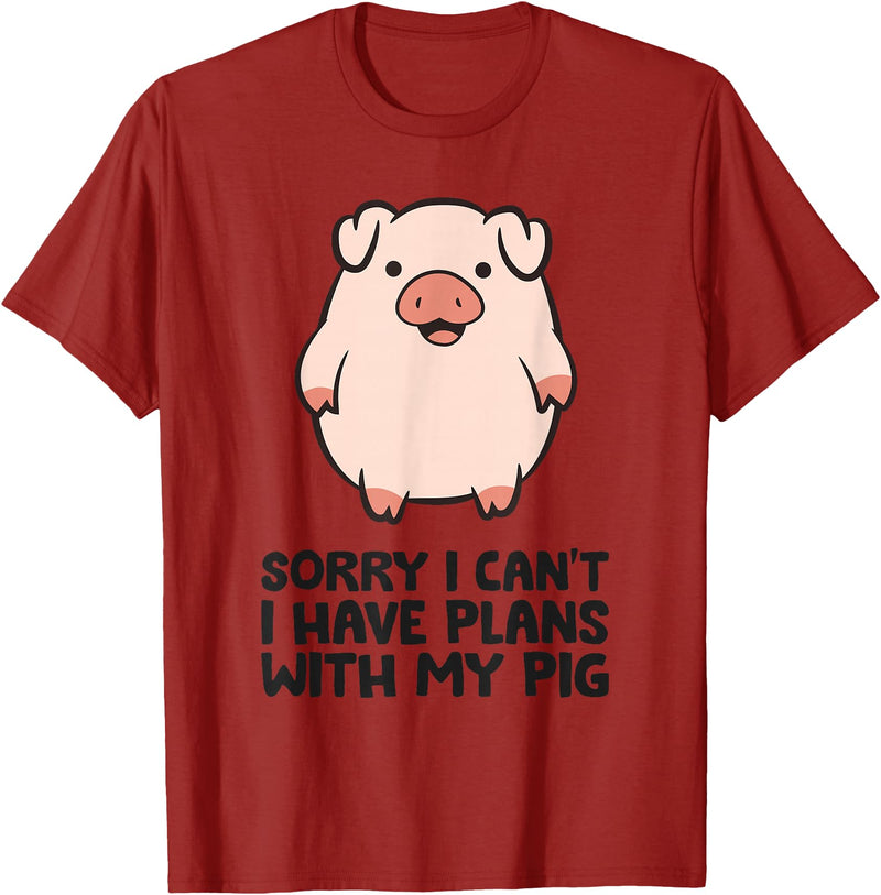 Pig Lover and Pig Farmer Gifts And Tees Pig Farmer Sorry I Can't I Have Plans With My Pig T-Shirt - Cranberry Red
