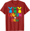 Easter Cousin Crew Rabbit Cute Matching Easter Day Party T-Shirt in Cranberry Red
