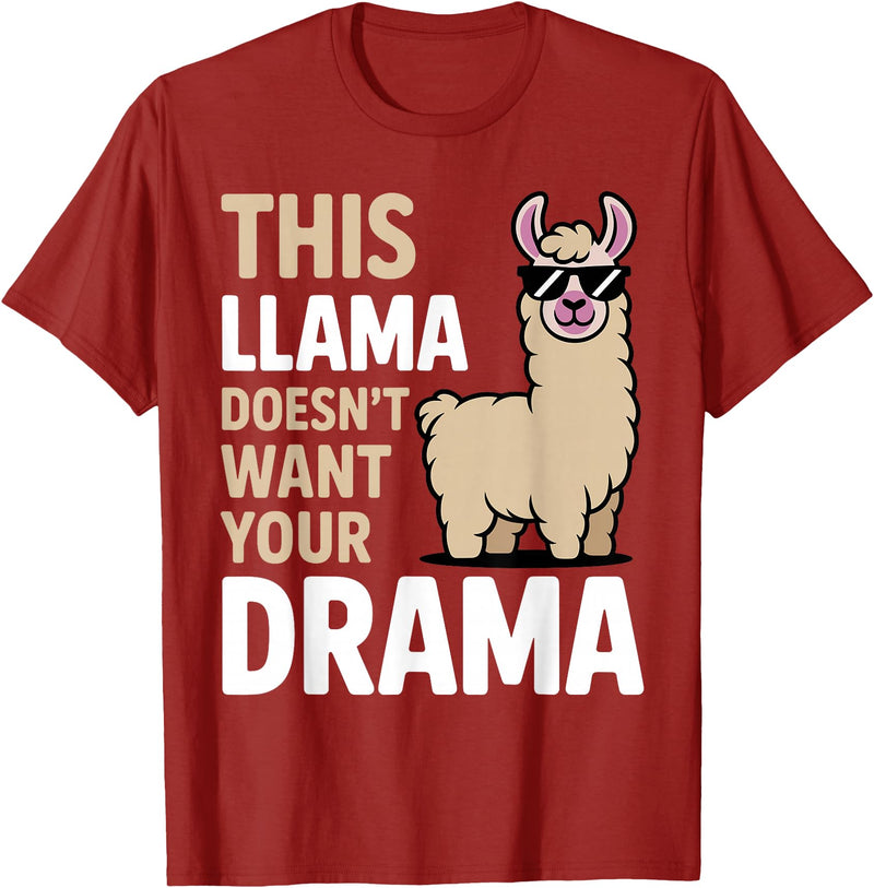 Llama Gift Llama Lover Accessories & Lama Stuff Funny Llama Design for Men Women Kids Llama Lover Llama T-Shirt - Cranberry Red