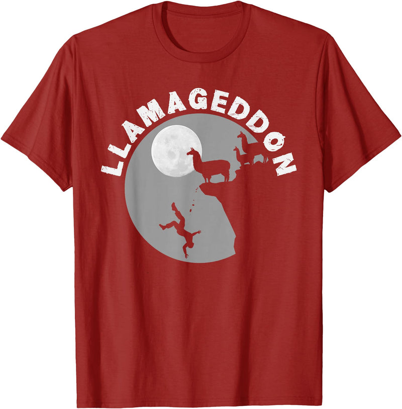 Funny Llama Tshirts for Farm Pet Animal Fans Funny Llamageddon T-Shirt for Llama Barnyard Lovers T-Shirt - Cranberry Red
