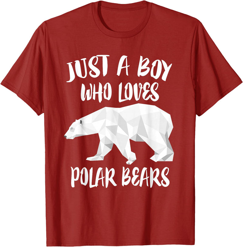 Polar Bear Lover Gift Just A Boy Who Loves Polar Bears T-Shirt Bear Lover Gift T-Shirt - Cranberry Red