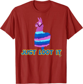 gamer shirts by jean olivier Funny llama outfit gamer outfit just loot it T-Shirt - Cranberry Red