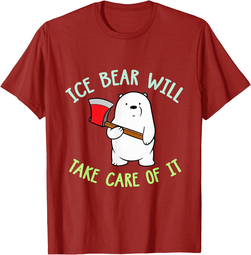 PeeKay Apparel - Fun Ice Bear Will Take Care Of It T-Shirt - Cranberry Red