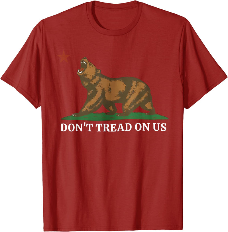Dont Tread On Us Bear California Patriot Tee Don't Tread On Us California Bear Patriotic T-Shirt - Cranberry Red