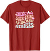 Imagine Dayton Tees There's no such thing as too many stickers llama T-Shirt - Cranberry Red