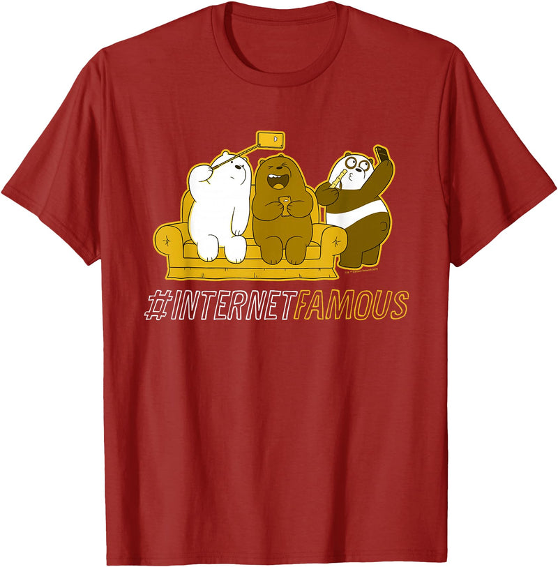Cartoon Network We Bare Bears Grizz Panda Ice Bear Internet Famous T-Shirt - Cranberry Red