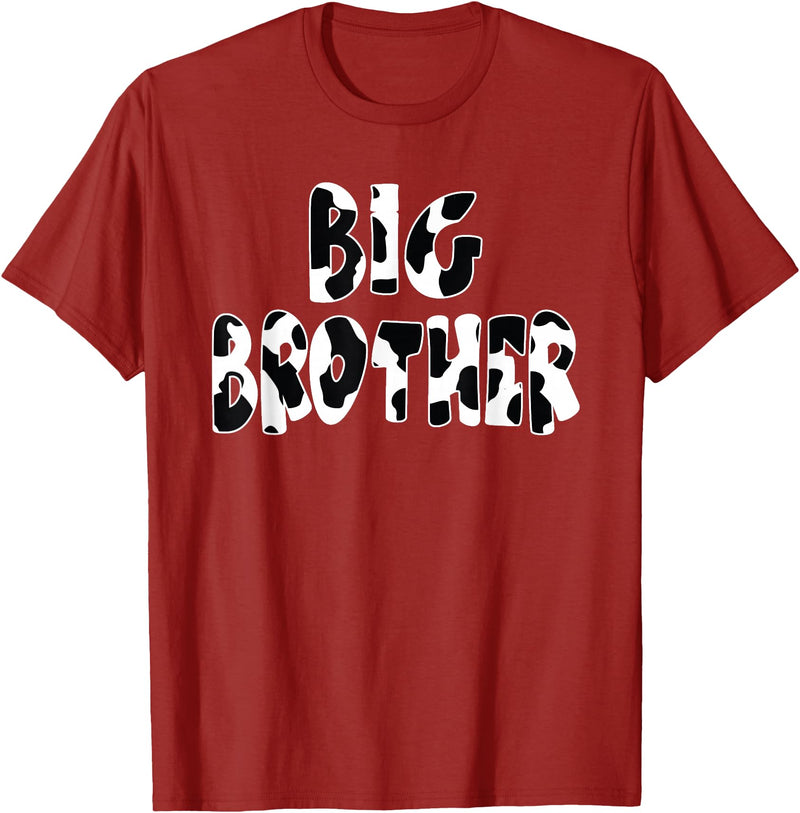 funny saying Gifts for Family Members and more Big Brother Cow Print Cow Pattern T-Shirt - Cranberry Red
