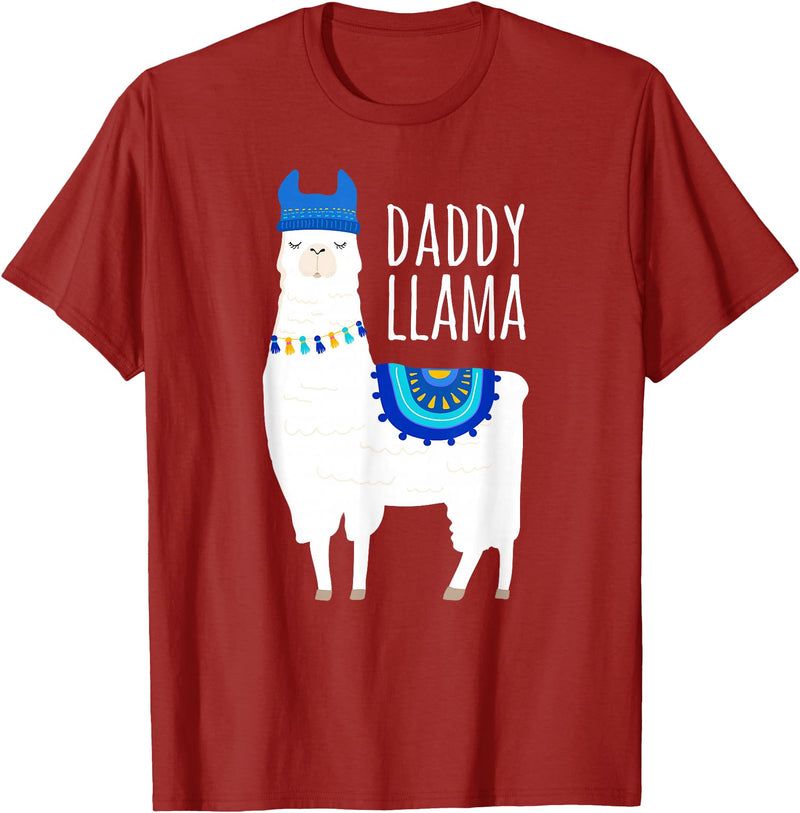 Mama Llama Lover Gifts by Memme Daddy Llama Gift Shirt for Men, Dad T-Shirt - Cranberry Red