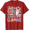 Funny Adorable Llama Lover Just a Girl Who Loves Cute Llamas Gifts for Girls Kids T-Shirt - Cranberry Red