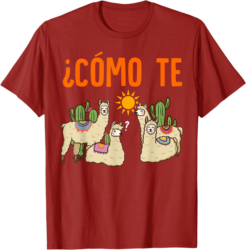 Nerd Ninja Llama Como Te LLamas Spanish Teacher Llama Gift T-Shirt for Men Women Girls Kids - Cranberry Red