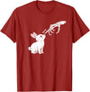 Cute Skeleton Hand Boop Bunny Rabbit Funny Easter Day T-Shirt in Cranberry Red