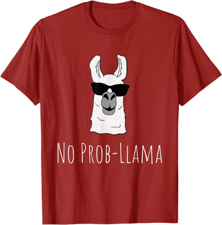 Llama Mama Apparel No Prob-Llama No Problem Cute Funny Cool Llama Alpaca Gift T-Shirt - Cranberry Red