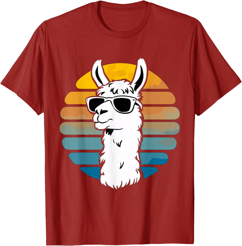 Alpaca Funny Llama Lover Funny Llama Sunglasses T-Shirt - Cranberry Red