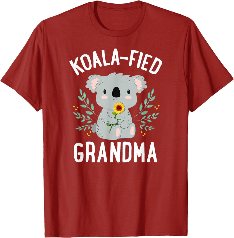 Mothers Day Stuff for Mom from Daughter or Son Koalafied Grandma Koala Bear Sunflower Floral Mothers Day T-Shirt - Cranberry Red