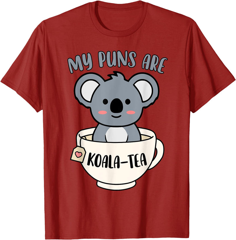 Cute Shirts and Merch My Puns Are Koala Tea Funny Cute Koala Bear Animal Pun T-Shirt - Cranberry Red
