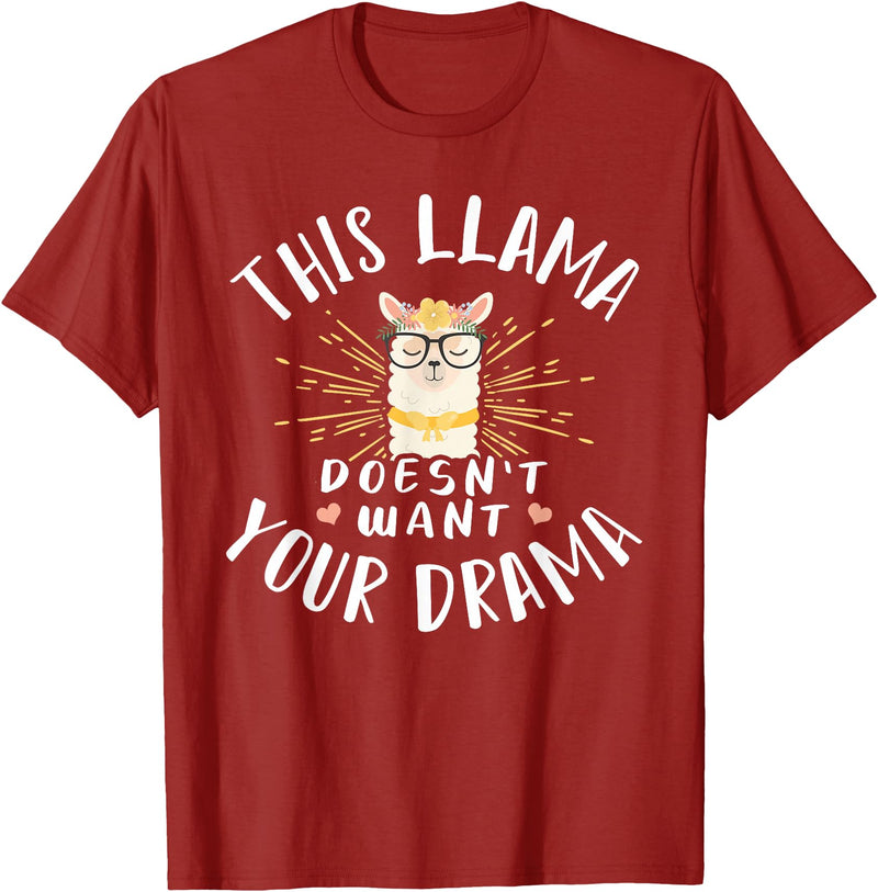Cute Llama And Alpaca Animal Design Ideas Dieses Lama Wanna dein Drama nicht T-Shirt - Cranberry Red