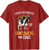 Funny Gift Idea for Sunflower and Cow Lovers Easily Distracted By Sunflowers and Cows T-Shirt - Cranberry Red