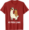 The Llama Lover No Prob-llama Cute No Prob Llama T-Shirt - Cranberry Red