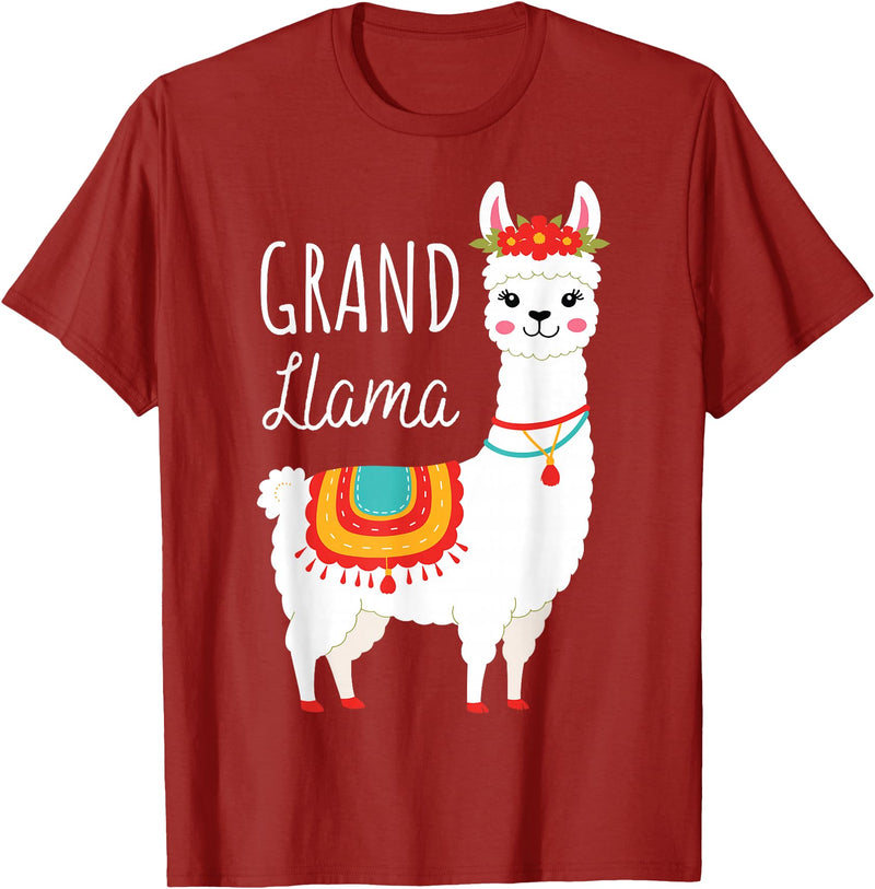 Mother's Day Gifts & Apparel Grand Llama - Grandma Grandmother Llama Lovers Mother's Day T-Shirt - Cranberry Red