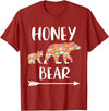 Matching Family Grandma Bear Boho by Foxio Floral Bear Matching Family Outfits Funny Honey Bear T-Shirt - Cranberry Red