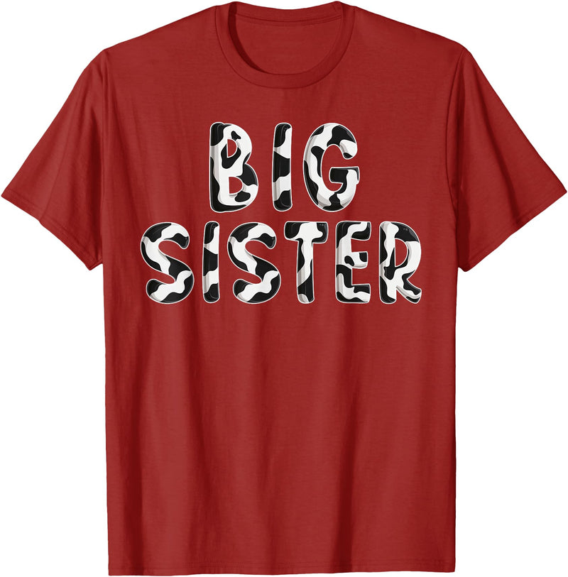 Cow Pattern Print Family Matching Birthday Shirts Cow Big Sister Birthday Family Matching Mothers Day Boy Girl T-Shirt -