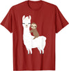 Sloth & Llama Animal Gifts Sloth Riding Llama Shirt Funny Birthday Gift for Boy, Girl T-Shirt - Cranberry Red