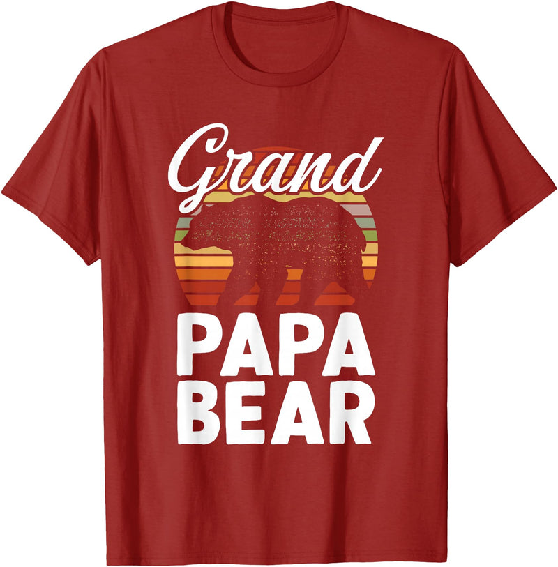 Crazy Grandpa Apparel & Gifts Fun Grandpa Animal Sunset Graphic - Grandpapa Bear T-Shirt - Cranberry Red
