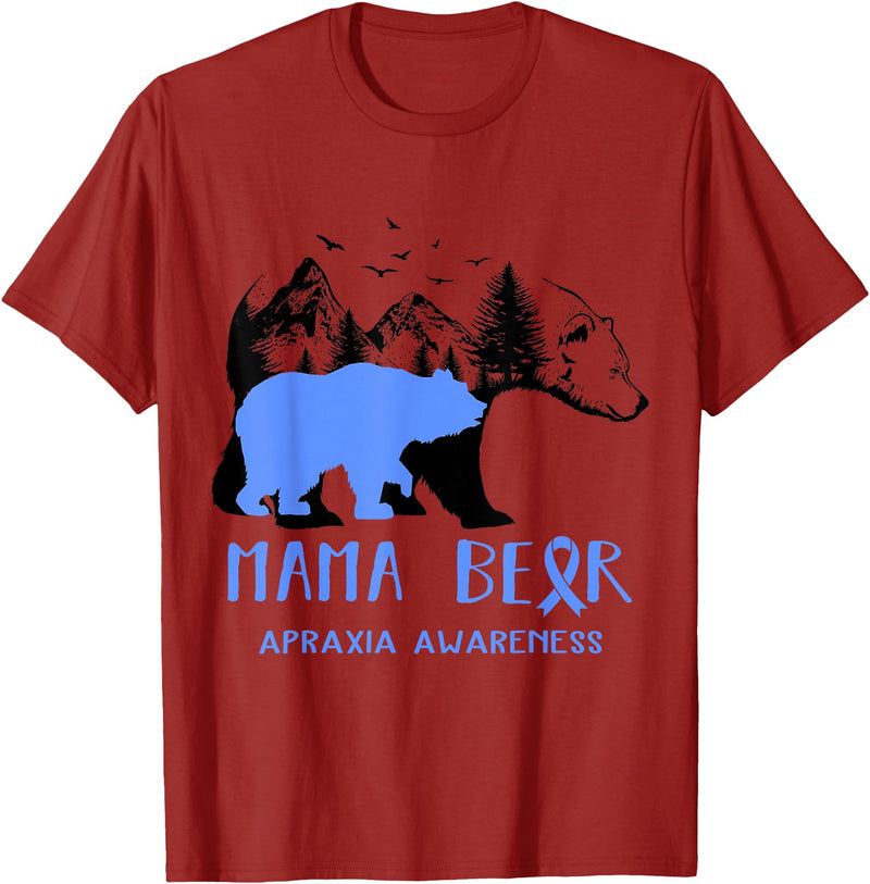 Mama Bear Apraxia Awareness Shirt For Women Men T-Shirt - Cranberry Red