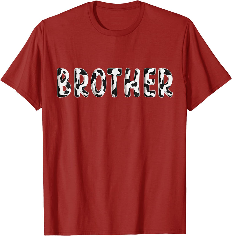 Cow Pattern Print Family Matching Birthday Shirts Cow Brother Birthday Family Matching Fathers Day Boy Girl T-Shirt -