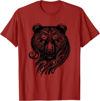 Best Tribal Tattoo Designs I Trends I Born for Art Bear Grizzly Nordic Indian Celtic Mythology Wild Animal Fan T-Shirt - Cranberry Red