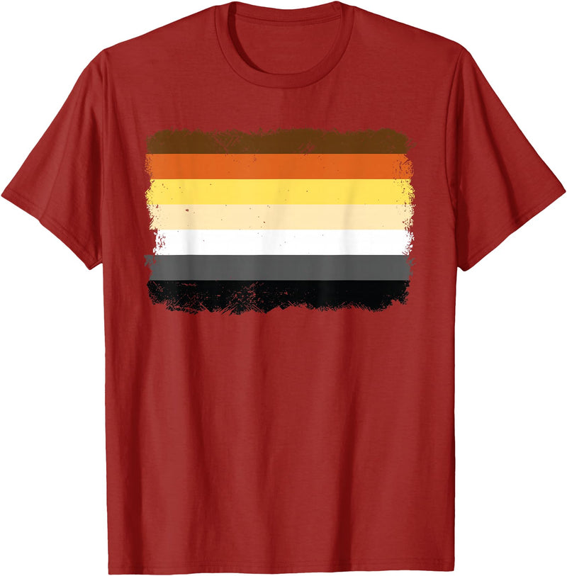 LGBTQ Bear Flag Gay Pride Gift For Men LGBT Papa Mens Gay Pride Month - Gay Flag Bear T-Shirt - Cranberry Red