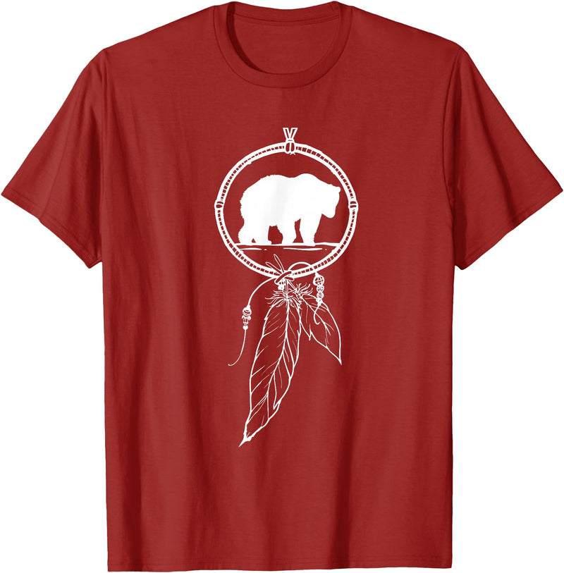 American Indian Shirts by CrushRetro Native American Dreamcatcher Bear Women Men Kids T-Shirt - Cranberry Red