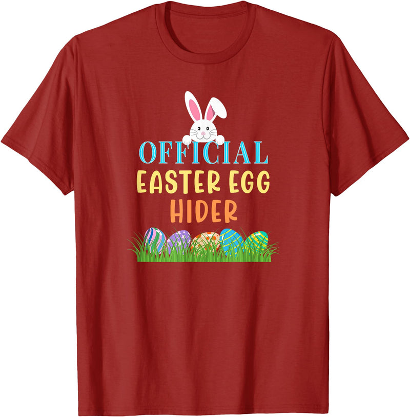 Official Easter Egg Hider Egg Hunt Hiding Bunny Rabbit Face T-Shirt in Cranberry Red