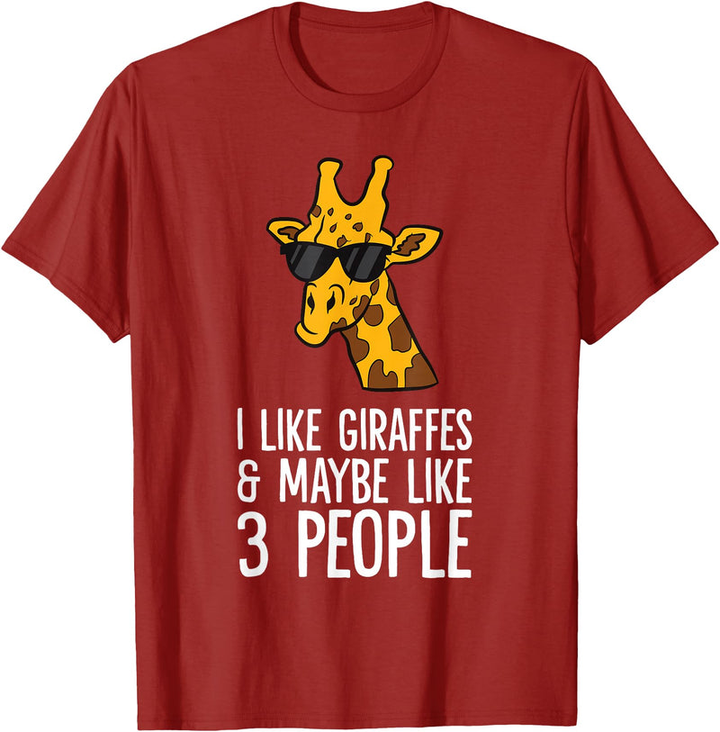Giraffe Lover Gifts And Tees I Like Giraffes And Maybe Like 3 People Giraffes T-Shirt - Cranberry Red