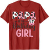 Cow Birthday Shirt For Family Men Women Cow Lover Papa of The Birthday Girl Farm Cow 1 St Birthday Girl T-Shirt - Cranberry
