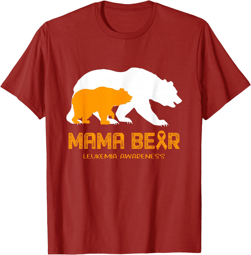LEUKEMIA Awareness T-Shirt Mama Bear LEUKEMIA Awareness Shirt For Women Men T-Shirt - Cranberry Red