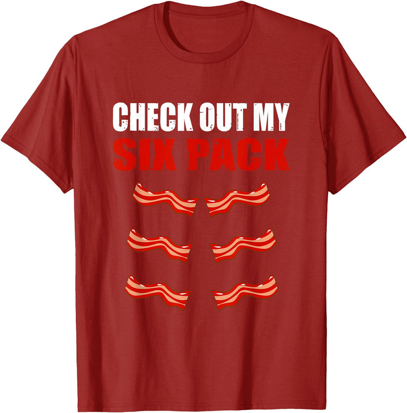 Check Out My Six Pack Bacon Gymer Bodybuilding Watch My Sixpack Funny Bacon Gymer Bodybuilding T-Shirt - Cranberry Red