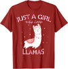 Just A Girl Who Loves Llamas Gift Shirt Just A Girl Who Loves Llamas T-Shirt Gift For Llama Gift Tee T-Shirt - Cranberry Red