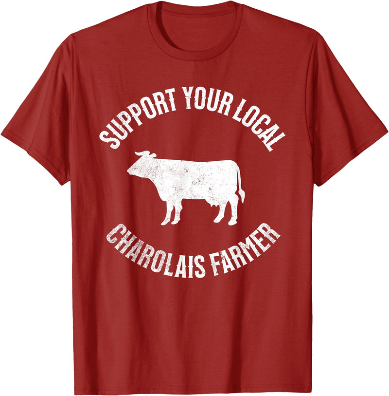 Charolais Cow Support Charolais Cow Cattle Farmer Meat T-Shirt - Cranberry Red