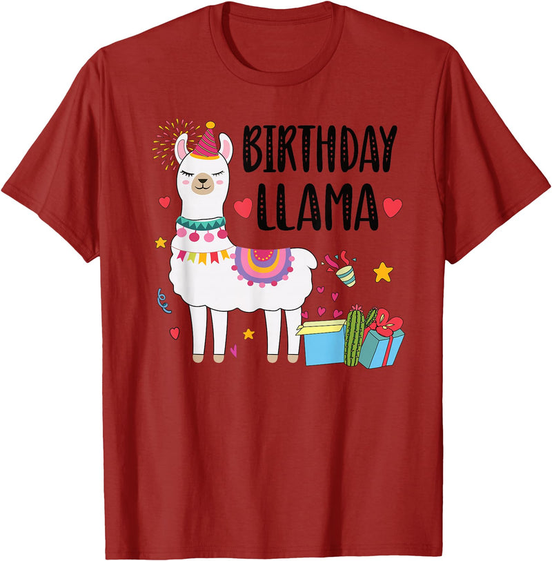Matching Llama Birthday Party Supplies Birthday Llama Girl Birthday Party Llama Birthday Outfit T-Shirt - Cranberry Red