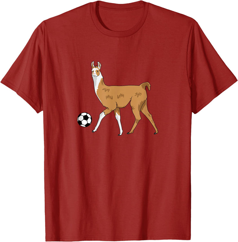 Cute Soccer Llama Tees Soccer Llama Futbol Llama T-Shirt - Cranberry Red