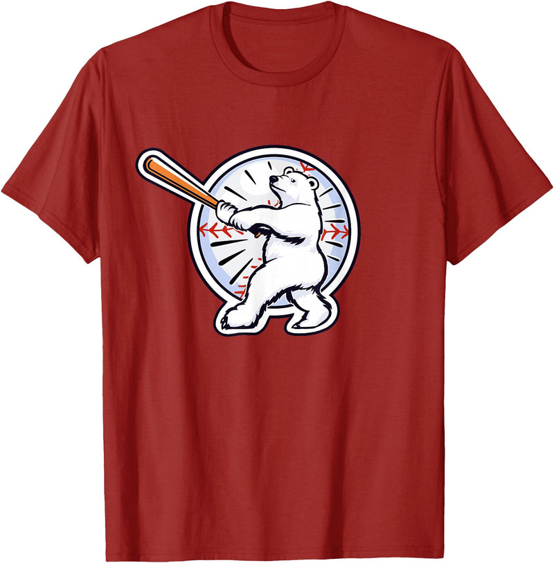 Birdmouse Polar Bear Baseball T-Shirt - Cranberry Red