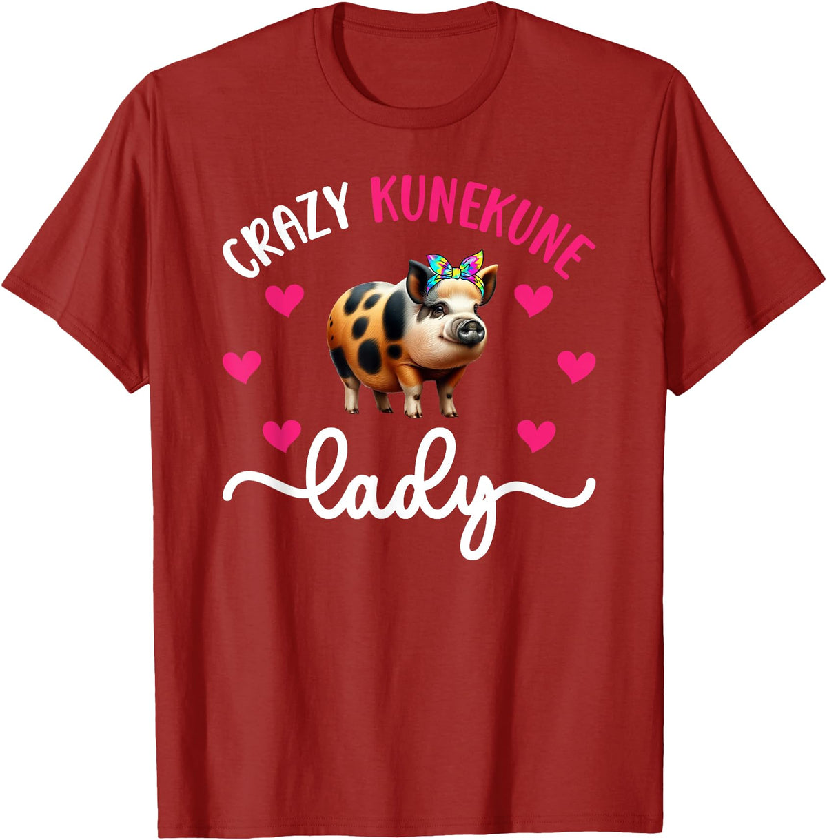 Funny Kunekune Pigs For Kunekune Pig Mom Crazy Kunekune Lady Kunekune Pig Mom Kunekune Pig Lover T-Shirt, Small - Cranberry Red