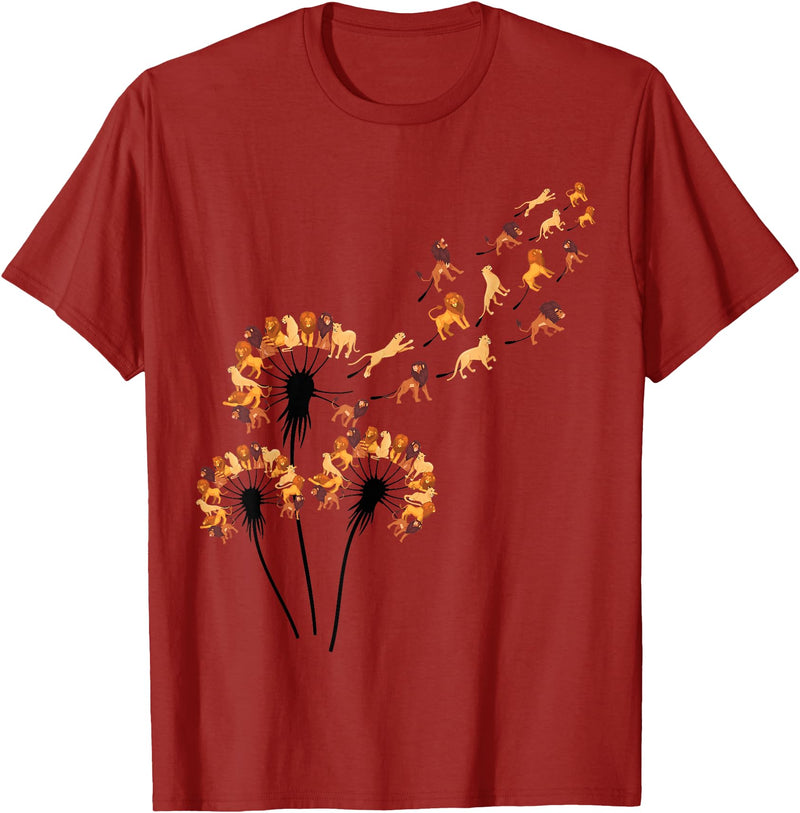 Lion Design Dandelion Lions Stuff for Lion Lover | Lion T-Shirt - Cranberry Red