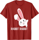 Rabbit First Day of the Month Good Luck Phrase T-Shirt in Cranberry Red