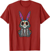 Rabbit Day of Dead Mexican Bunny Lover Rabbit Sugar Skull T-Shirt in Cranberry Red