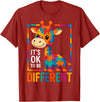 Autism Awareness Giraffe Lover Autism Awareness Giraffe Its Ok to Be Different T-Shirt - Cranberry Red